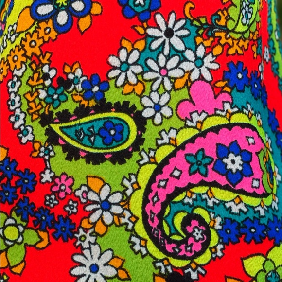 1970s Lemon Frog Bark Cloth Tankini Swim Set - Picture 7 of 11